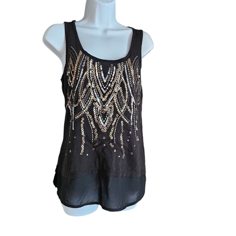 Maurices size small gold silver and black tank sheer NWOT